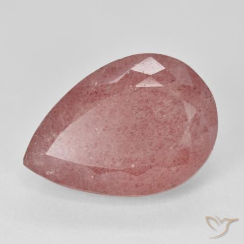 12.90ct Natural Rose Pink Strawberry Quartz, Pear Shape, Translucent