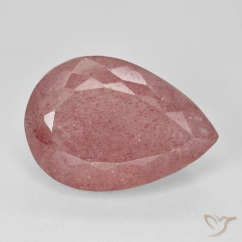12.90 ct Pink Strawberry Quartz Stone, Natural Strawberry Quartz in Pear Facet Shape for Sale