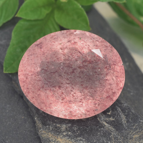hellrosa Erdbeerquarz Edelstein - 8.9ct Oval facettiert (ID: 473006)