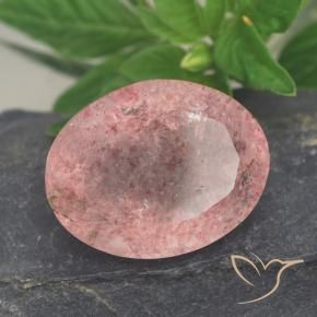 9.00 ct Pink Strawberry Quartz Stone, Natural Strawberry Quartz in Oval Facet Shape for Sale