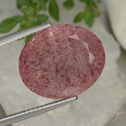 Quartz Fraise Rose Ovale 16,8 x 14,1mm De Russie, poids de 13,88 ct, pierre gemme naturelle Non traité de pureté Translucide, 1 pièce Quartz Fraise oval facet, couleur : Rose, dureté de Mohs de 7 convient aux bijoux de tous les jours, pierre de sagesse, Photo A