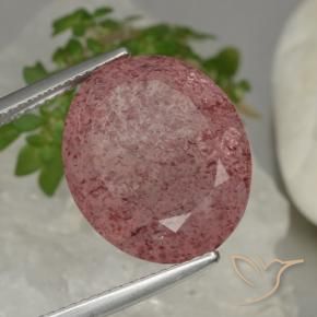 13.88 ct Pink Strawberry Quartz Stone, Natural Strawberry Quartz in Oval Facet Shape for Sale