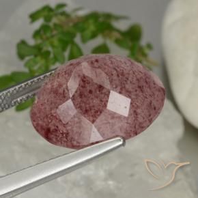 Strawberry Quartz Gemstone in 16.8 x 14.1 mm Size for Sale, Strawberry Quartz Stone in Rose Pink Color