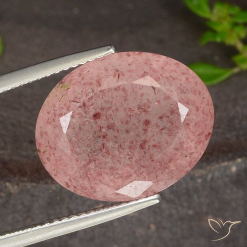 13.48ct Natural Orange Pink Strawberry Quartz, Oval, Translucent