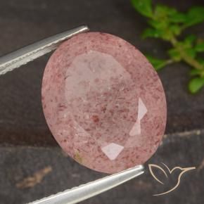 13.48 ct Pink Strawberry Quartz Stone, Natural Strawberry Quartz in Oval Facet Shape for Sale