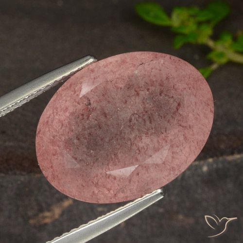 12.98ct Natural Intense Pink Strawberry Quartz, Oval, Translucent