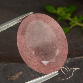 12.98 ct Pink Strawberry Quartz Stone, Natural Strawberry Quartz in Oval Facet Shape for Sale