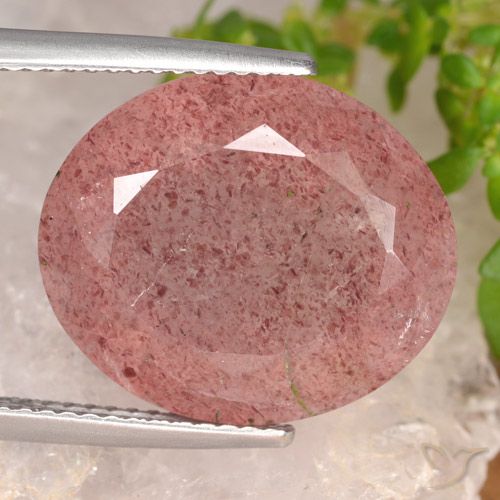14.58ct Natural Orange Pink Strawberry Quartz, Oval, Translucent