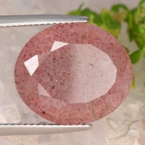 14.58 ct Pink Strawberry Quartz Stone, Natural Strawberry Quartz in Oval Facet Shape for Sale