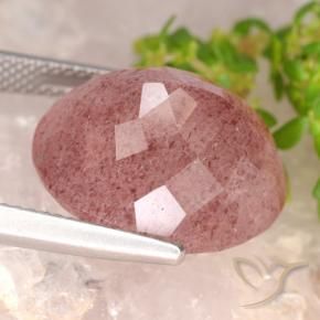 Strawberry Quartz Gemstone in 16.9 x 14.3 mm Size for Sale, Strawberry Quartz Stone in Orange Pink Color