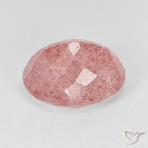 Strawberry Quartz Gemstone in 13.9 x 11.1 mm Size for Sale, Strawberry Quartz Stone in Medium Pink Color