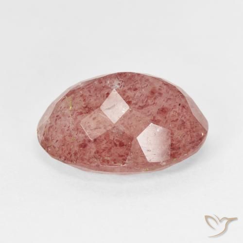 Strawberry Quartz Gemstone in 14.4 x 11.1 mm Size for Sale, Strawberry Quartz Stone in Medium Pink Color