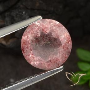 2.07 ct Pink Strawberry Quartz Stone, Natural Strawberry Quartz in Round Facet Shape for Sale