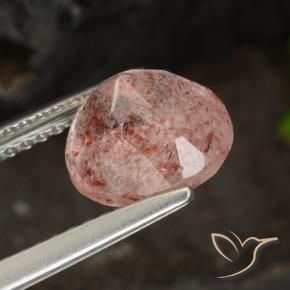Strawberry Quartz Gemstone in 8 mm (calibrated) Size for Sale, Strawberry Quartz Stone in Medium Pink Color