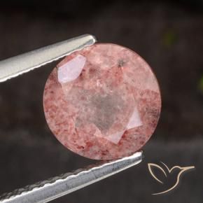 1.94 ct Pink Strawberry Quartz Stone, Natural Strawberry Quartz in Round Facet Shape for Sale