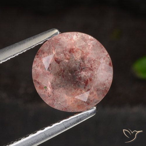 1.63ct Natural Deep Pink Strawberry Quartz, Round, Translucent