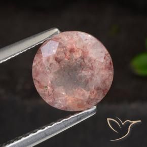 1.63 ct Pink Strawberry Quartz Stone, Natural Strawberry Quartz in Round Facet Shape for Sale