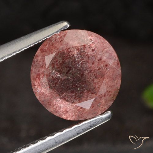 1.98ct Natural Dark Pink Strawberry Quartz, Round, Translucent