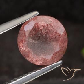 1.98 ct Pink Strawberry Quartz Stone, Natural Strawberry Quartz in Round Facet Shape for Sale