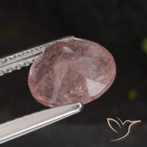 Strawberry Quartz Gemstone in 8 mm (calibrated) Size for Sale, Strawberry Quartz Stone in Medium Pink Color