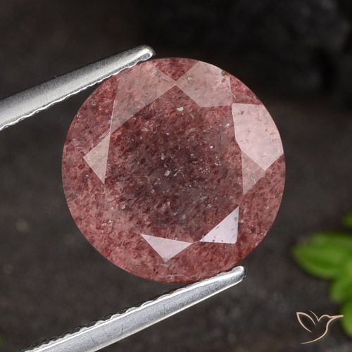 4.88ct Natural Dark Pink Strawberry Quartz, Round, Translucent