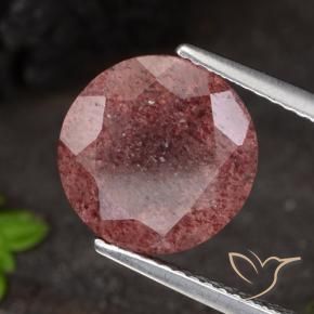 4.88 ct Pink Strawberry Quartz Stone, Natural Strawberry Quartz in Round Facet Shape for Sale