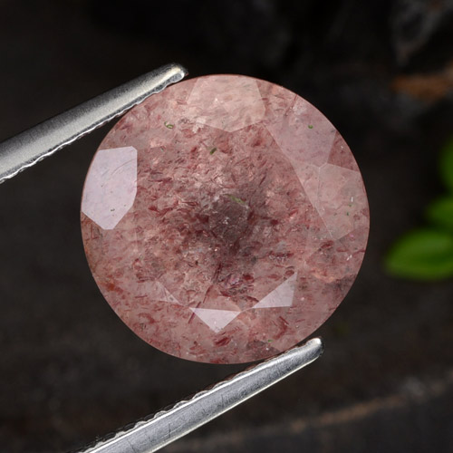 tiefrosa Erdbeerquarz Edelstein - 4.4ct Rund Facettenschliff (ID: 474088)