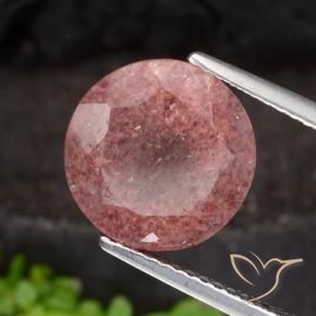 4.89 ct Pink Strawberry Quartz Stone, Natural Strawberry Quartz in Round Facet Shape for Sale