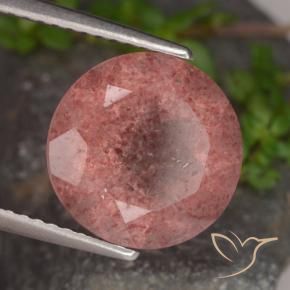 4.73 ct Pink Strawberry Quartz Stone, Natural Strawberry Quartz in Round Facet Shape for Sale