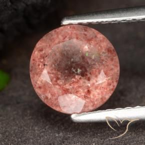1.96 ct Pink Strawberry Quartz Stone, Natural Strawberry Quartz in Round Facet Shape for Sale
