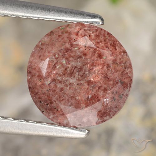 1.76ct Natural Medium Pink Strawberry Quartz, Round, Translucent