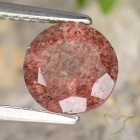 1.76 ct Pink Strawberry Quartz Stone, Natural Strawberry Quartz in Round Facet Shape for Sale