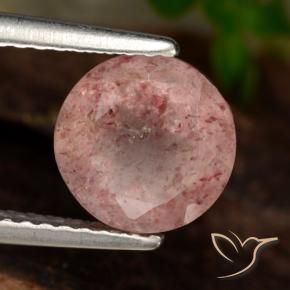1.84 ct Pink Strawberry Quartz Stone, Natural Strawberry Quartz in Round Facet Shape for Sale