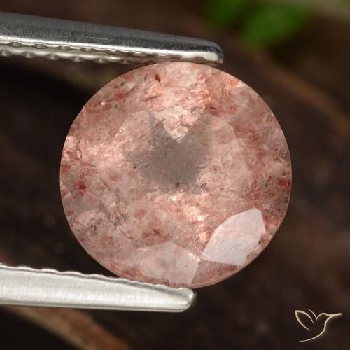 1.92 ct Pink Strawberry Quartz Stone, Natural Strawberry Quartz in Round Facet Shape for Sale