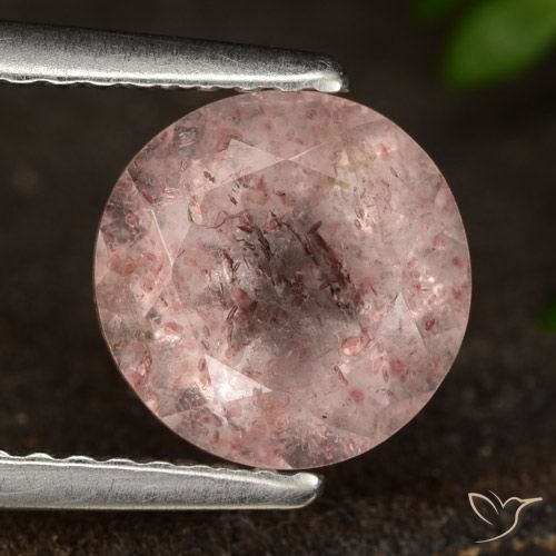 1.97ct Natural Earthy Pink Strawberry Quartz, Round, Translucent