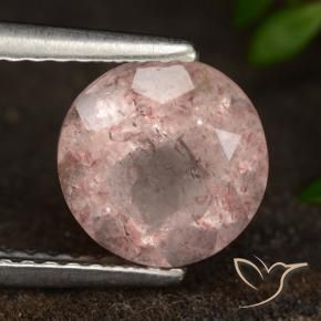 1.97 ct Pink Strawberry Quartz Stone, Natural Strawberry Quartz in Round Facet Shape for Sale