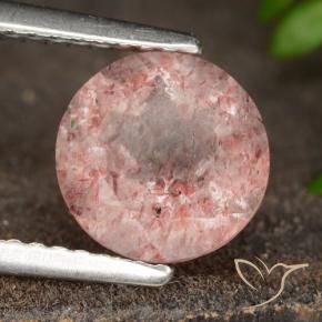 1.84 ct Pink Strawberry Quartz Stone, Natural Strawberry Quartz in Round Facet Shape for Sale