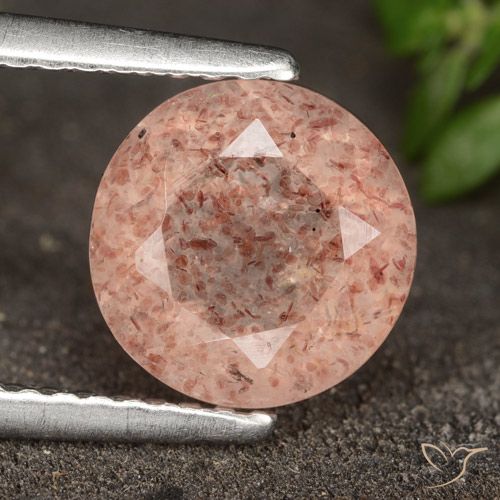 1.75ct Natural Orange Pink Strawberry Quartz, Round, Translucent