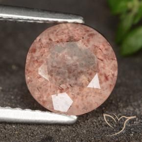 1.75 ct Pink Strawberry Quartz Stone, Natural Strawberry Quartz in Round Facet Shape for Sale