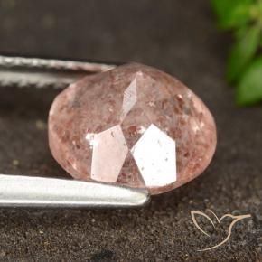 Strawberry Quartz Gemstone in 8 mm (calibrated) Size for Sale, Strawberry Quartz Stone in Orange Pink Color