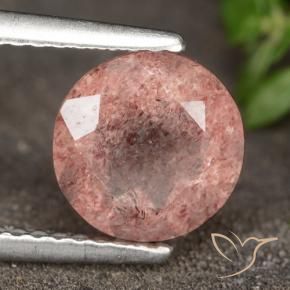 1.83 ct Pink Strawberry Quartz Stone, Natural Strawberry Quartz in Round Facet Shape for Sale