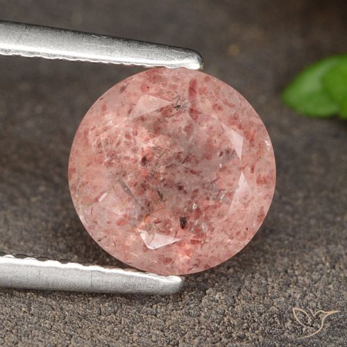 1.70ct Natural Medium Pink Strawberry Quartz, Round, Translucent
