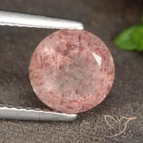 1.70 ct Pink Strawberry Quartz Stone, Natural Strawberry Quartz in Round Facet Shape for Sale