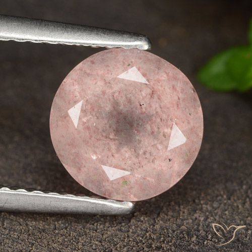8,1mm runder rosa Erdbeerquarz aus Russland, Gewicht von 1,93 ct, natürlicher Edelstein in Translucent Reinheit, 1 Stück runder Erdbeerquarz - Farbe: Flamingorosa, Mohs-Härte von 7 Geeignet für den täglichen Gebrauch im Schmuck, Photo A