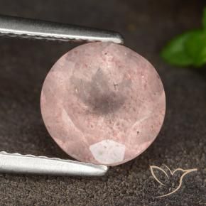 1.93 ct Pink Strawberry Quartz Stone, Natural Strawberry Quartz in Round Facet Shape for Sale