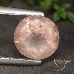 1.72 ct Pink Strawberry Quartz Stone, Natural Strawberry Quartz in Round Facet Shape for Sale