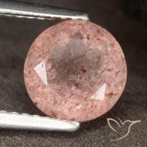 1.98 ct Pink Strawberry Quartz Stone, Natural Strawberry Quartz in Round Facet Shape for Sale