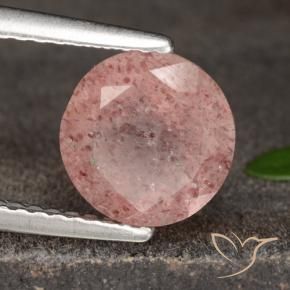 1.72 ct Pink Strawberry Quartz Stone, Natural Strawberry Quartz in Round Facet Shape for Sale