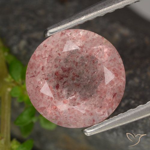 1.77ct Natural Light Rose Pink Strawberry Quartz, Round, Translucent