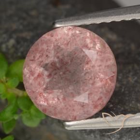 1.77 ct Pink Strawberry Quartz Stone, Natural Strawberry Quartz in Round Facet Shape for Sale